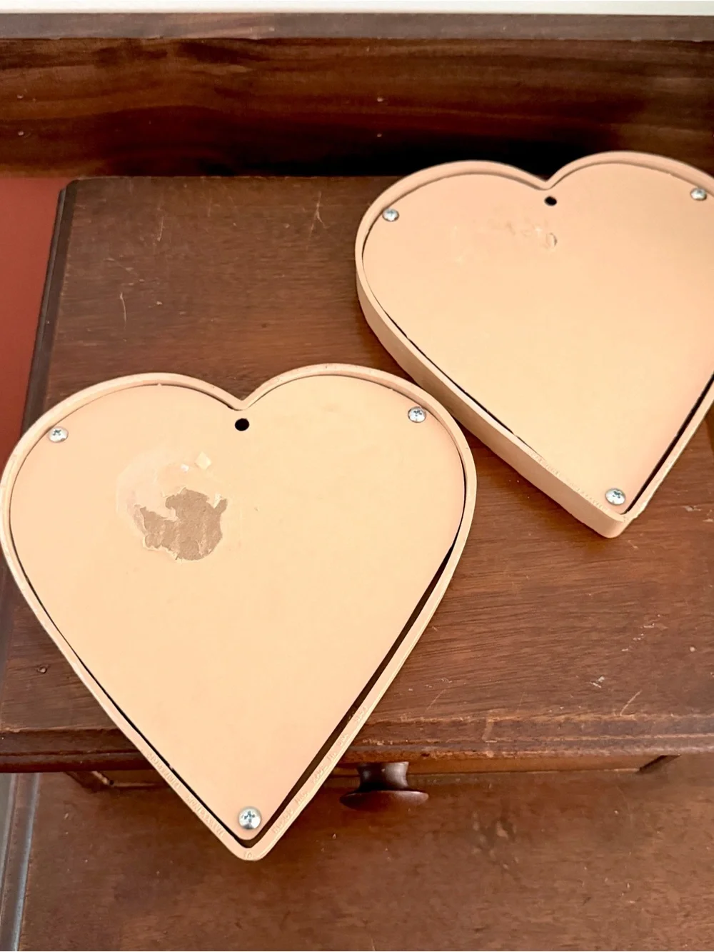 Vintage Heart Wreath Floral Art Cottage Shabby Chic Peach Faux Wood Wall Art